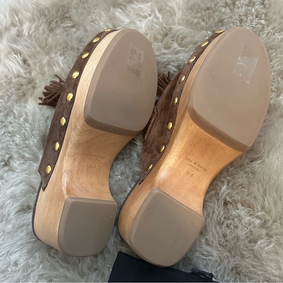 Chocolate Brown Women's Maisie Clogs Suede Tassel - Picture 3 of 3